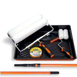 - ZESTAW SZEROKI MOTIVE WAŁEK WHITE FIBRA 40cm 14mm 2szt / 10cm 2szt + UCHWYT 2szt + KUWETA + WKŁAD 2szt + TAŚMA + KIJ 80cm