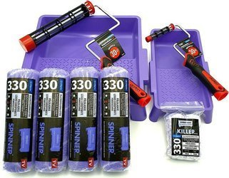 ZESTAW BLUE DOLPHIN WAŁEK SPINNER 25cm 13mm 4szt + WAŁEK KILLER 10cm 13mm 2szt + UCHWYT ROLLER 25cm + UCHWYT ROLLER 10cm + KUWETA DUŻA + KUWETA MAŁA