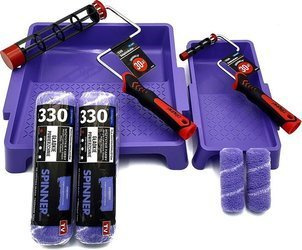 ZESTAW BLUE DOLPHIN WAŁEK SPINNER 25cm 9mm 2szt + WAŁEK SPINNER 10cm 9mm 2szt + UCHWYT ROLLER 25cm + UCHWYT ROLLER 10cm + KUWETA DUŻA + KUWETA MAŁA