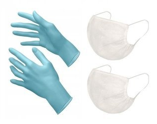 RĘKAWICE NITRYLOWE BEZPUDROWE 100szt . + GRATIS 2x MASCZKA BAWEŁNIANA 3W