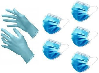 RĘKAWICE NITRYLOWE BEZPUDROWE NIEBIESKIE / CZARNE 100szt ROZMIAR S + 5x MASECZKA CHIRURGICZNA 3-WARSTWOWA