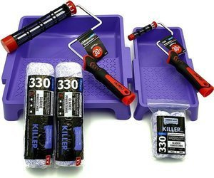 ZESTAW BLUE DOLPHIN WAŁEK KILLER 25cm 9mm 2szt + WAŁEK KILLER 10cm 9mm 2szt + UCHWYT ROLLER 25cm + UCHWYT ROLLER 10cm + KUWETA DUŻA + KUWETA MAŁA